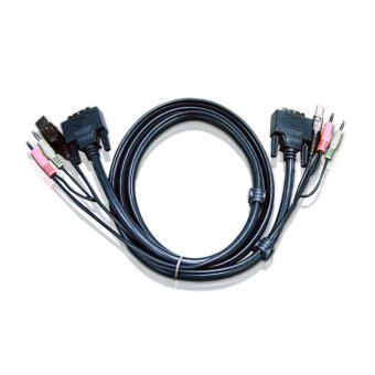 Кабель KVM USB(тип А Male)+DVI-D(Male)+2хАудио(Male) <-> USB(тип B Male)+DVI-D(Male)+2хАудио(Male) 3м., черный. ATEN 2L-7D03U