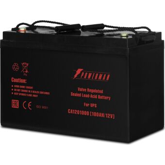 Батарея POWERMAN Battery CA121000, напряжение 12В, емкость 100Ач, макс. ток разряда 800А, макс. ток заряда 30А, свинцово-кислотная типа AGM, тип клемм М2, Д/Ш/В 329/172/215, 27.7 кг. CA121000/UPS