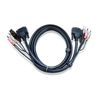 Кабель KVM USB(тип А Male)+DVI-D(Male)+2хАудио(Male) <-> USB(тип B Male)+DVI-D(Male)+2хАудио(Male) 1,8м., черный. ATEN 2L-7D02U