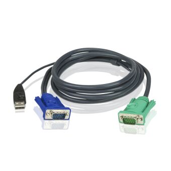 Кабель KVM USB(тип А Male)+HDB15(Male) <-> SPHD15(Male) 5,0м., черный./ATEN 2L-5205U