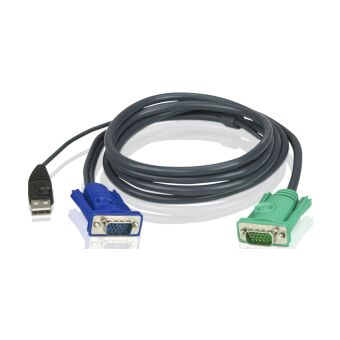 Кабель KVM USB "гидра" 1.8м SHD15M/USB A(M)--SPHD15M(G)/ATEN 2L-5202U