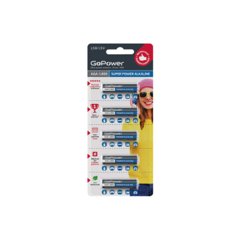 Батарейка AAA GoPower LR03 AAA BL5 Alkaline 1.5V (5/50/600)