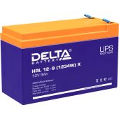 Батарея DELTA серия HRL-X, HRL 12-9 X, напряжение 12В, емкость 9Ач (разряд 10 часов), макс. ток разряда (5 сек.) 135А, макс. ток заряда 2.7А, свинцово-кислотная типа AGM, клеммы F2, ДxШxВ 151х65х94мм., вес 2.55кг., срок службы 12 лет. UPS HRL 12-9 X (12V