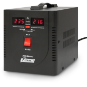 Стабилизатор POWERMAN AVS 2000D, черный, ступенчатый регулятор, цифровые индикаторы уровней напряжения, 2000ВА, 140-260В, максимальный входной ток 12А, 2 евророзетки, IP-20, напольный, 200мм х 160мм х 190мм, 4.9 кг.