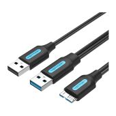Кабель Vention USB 3.0 AM/Micro-B, USB 2.0 AM - 0.5 м (CQPBD)