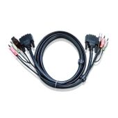 Кабель KVM USB(тип А Male)+DVI-D(Male)+2хАудио(Male) <-> USB(тип B Male)+DVI-D(Male)+2хАудио(Male) 3м., черный. ATEN 2L-7D03U