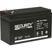 Батарея SECURITY FORCE серия SF, SF 1207, напряжение 12В, емкость 7Ач (разряд 20 часов), макс. ток разряда (5 сек.) 60А, макс. ток заряда 2.1А, свинцово-кислотная типа AGM, клеммы F1, ДxШxВ 151х65х95мм., вес кг., срок службы 3-5 лет. Security Force SF 12