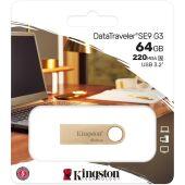 Флэш USB Kingston 64GB 220MB/s Metal USB 3.2 Gen 1 DataTraveler SE9 G3 DTSE9G3/64GB