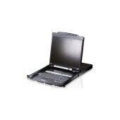Консоль управления, LCD 19"(1280x1024), лат./рус. клав., 16-портовый KVM-переключатель, +1 remote user(SPHD18(Male)),2хUSB(Тип а Female), KVM-порты: SPHD15(Female), каскадирование. ATEN CL5816NR