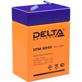 Батарея DELTA серия DTM, DTM 6045, напряжение 6В, емкость 4.5Ач (разряд 20 часов), макс. ток разряда (5 сек.) 67.5А, макс. ток заряда 1.32А, свинцово-кислотная типа AGM, клеммы F1, ДxШxВ 70х47х101мм., вес 0.78кг., срок службы 6 лет. DTM 6045 (6V / 4.5Ah)
