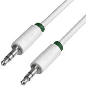 Greenconnect 3.0м jack 3,5mm/jack 3,5mm белый, зеленая окантовка, ультрагибкий, 28 AWG, M/M, Premium, экран, стерео