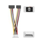 Кабель-переходник питания Vention MOLEX 4pin M Кабель-переходник Molex 4M/SATA 15F x 2 угол 90 (KDCBB)