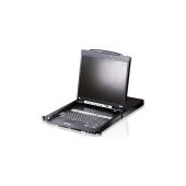 8-портовый KVM-пеКонсоль управления, LCD 19"(1280x1024), лат./рус. клав., 8-портовый KVM-переключатель, +1 remote user(SPHD18(Male)),2хUSB(Тип а Female), KVM-порты: SPHD15(Female), каскадирование. ATEN CL5808NR