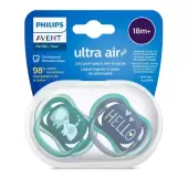 Пустышка ultra air, слоники/HELLO, 18+ мес., 2 шт.
